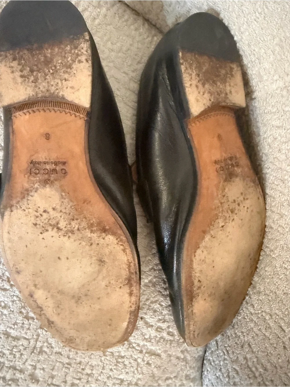 Gucci Black Leather shoe with Silver Double G Buckle